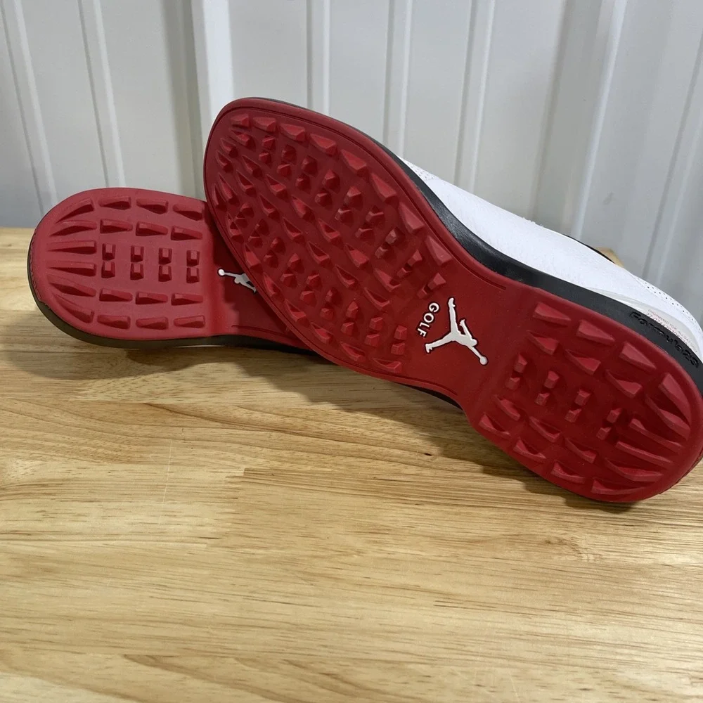 Nike Jordan ADG 5 White Red Men Golf Sports Shoes Spikes FQ6642-103 Size 7.5